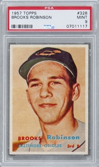 1957 Topps #328 Brooks Robinson Rookie Card - PSA MINT 9